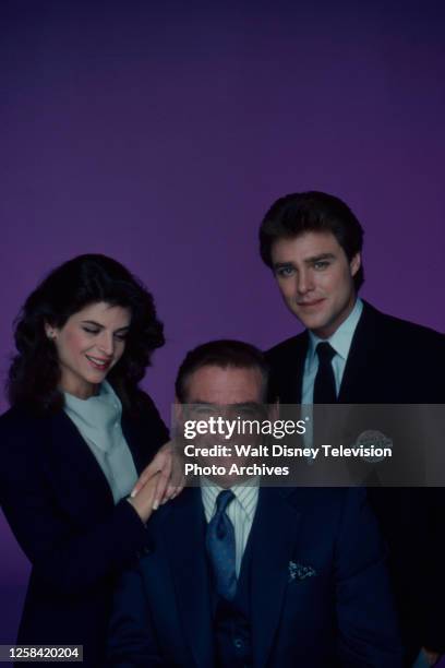 Los Angeles, CA Kirstie Alley, Rod Taylor, Greg Evigan promotional photo for the ABC tv series 'Masquerade'.