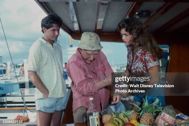 San Francisco, CA Thomas Byrd, Burgess Meredith, Brooke Shields appearing in the ABC tv movie ''Wet Gold'.