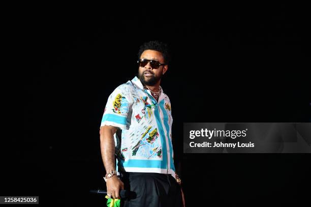 Shaggy performs live on stage during "Hot Summer Night" concert at FPL Solar Amphitheater at Bayfront Park on June 3, 2023 in Miami, Florida.