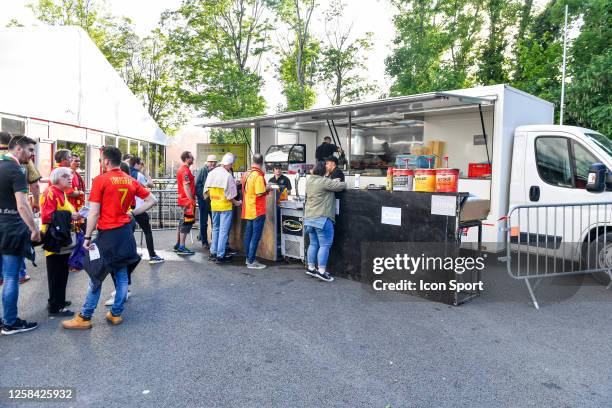 Food truck in The Stade Felix Bollaert-Delelis during the Ligue 1 Uber Eats match between Auxerre v Lens at Stade Bollaert-Delelis on June 03, 2023...