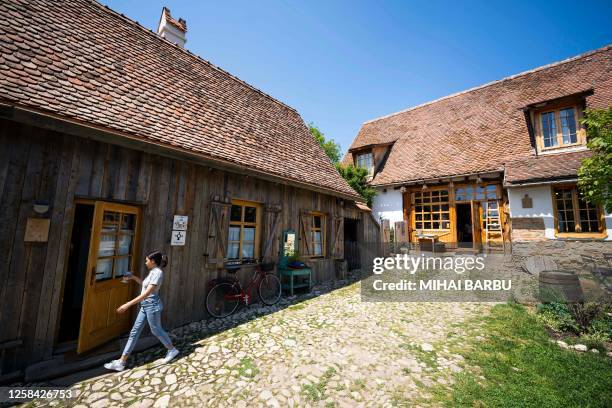Traditional household is pictured in Viscri, the Transylvanian village where Britain's King Charles III owns a property, 260 kilometers north of...