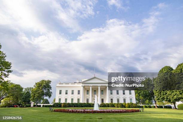 Exterior view of the Northern side of the White House in Washington DC as seen from Lafayette Square park and Pennsylvania Avenue. The White House is...