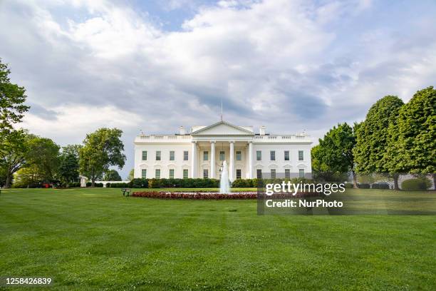 Exterior view of the Northern side of the White House in Washington DC as seen from Lafayette Square park and Pennsylvania Avenue. The White House is...