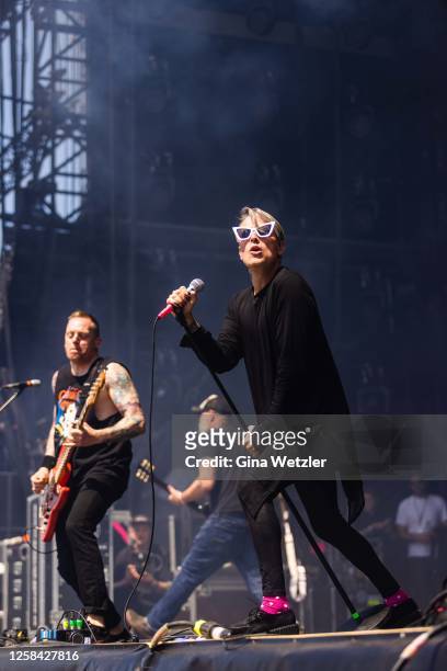 Singer Nathan Gray of the American punk rock band Boysetsfire performs live on stage during day 3 of Rock Am Ring 2023 at Nuerburgring on June 4,...