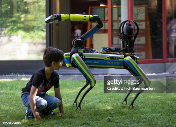 Spot", the walking robot demonstrates security of the future, in a presentation by the NRW police innovation laboratory at the Museum Mile Festival...