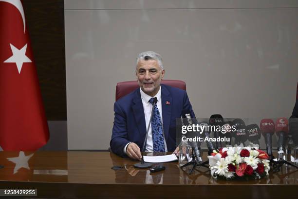 Newly appointed Turkish Minister of Trade Omer Bolat is seen during handover ceremony with former Turkish Minister of Trade Mehmet Mus in Ankara,...