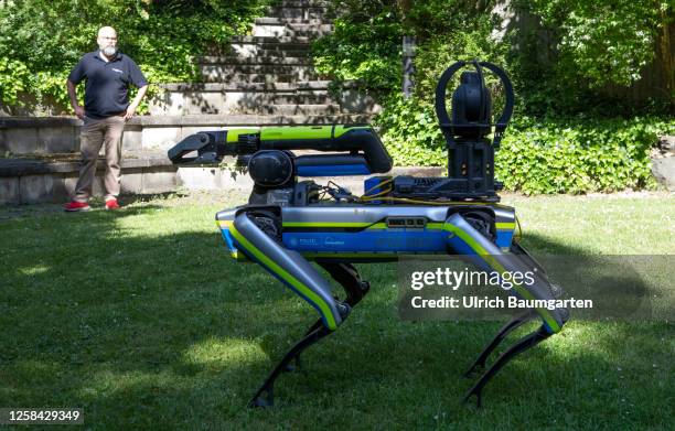 Spot", the walking robot demonstrates security of the future, in a presentation by the NRW police innovation laboratory at the Museum Mile Festival...