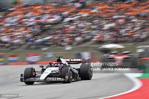 Alpha Tauri's Dutch driver Nyck de Vries competes during the Spanish Formula One Grand Prix race at the Circuit de Catalunya on June 4, 2023 in...