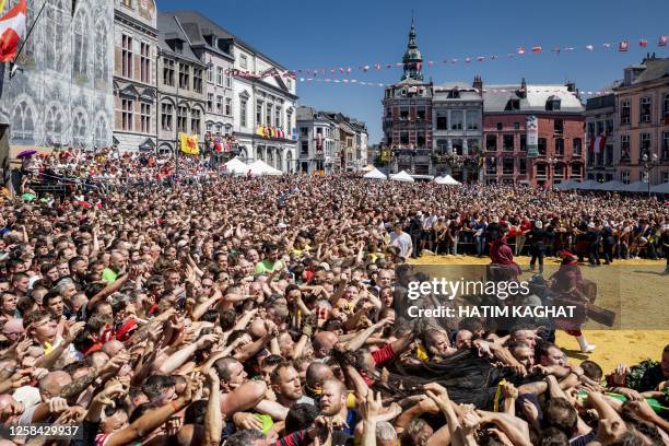 Illustration picture shows the Ducasse - Doudou folkloric festival in Mons, Sunday 04 June 2023. The Doudou feast compromises two parts, a procession...