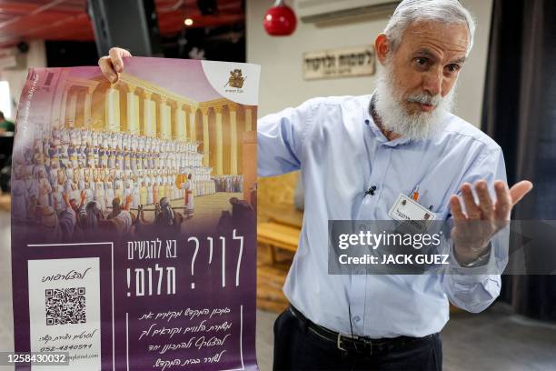 In this picture taken on April 28 director of the Temple Institute's choir Menahem Rozenthal addresses its members during rehearsals in the city of...