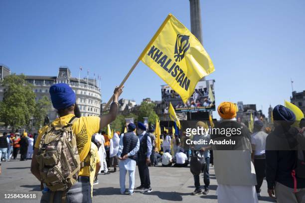 Sikh community organize a commemoration for the victims of Operation Blue Star at Trafalgar Square in London, United Kingdom on June 04, 2023....