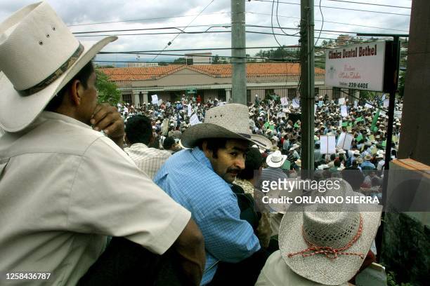 At least five thousand producers of cafe pronounce the 16 of May of 2001 in front of the President's house in Tegucigalpa, to demand to president...