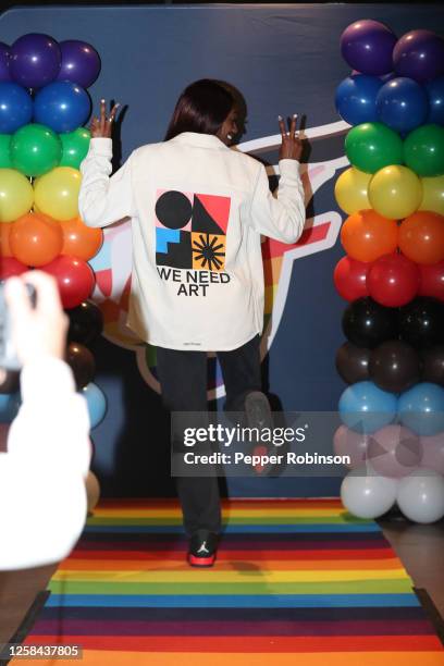 Maya Caldwell of the Indiana Fever arrives to the arena before the game against the Las Vegas Aces on June 4, 2023 at Gainbridge Fieldhouse in...