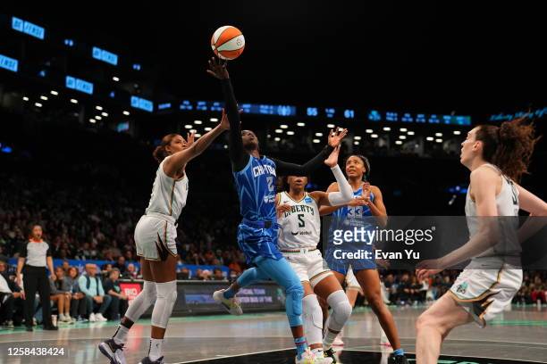 Kahleah Copper of the Chicago Sky shoots the ball during the game against the New York Liberty on June 4, 2023 in Brooklyn, New York. NOTE TO USER:...