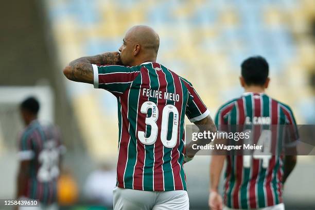 Felipe Melo of Fluminense celebrates after scoring the team´s second goal during the match between Fluminense and Red Bull Bragantino as part of...