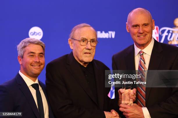Rick Adelman is presented with the 2023 Chuck Daly Lifetime Achievement Award prior to Game Two of the 2023 NBA Finals between he Miami Heat and the...