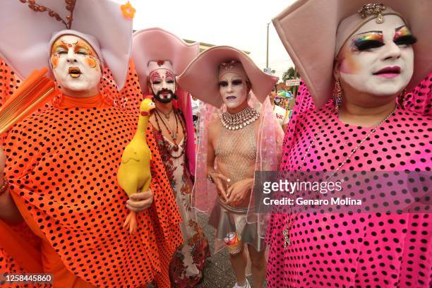 The Sister of Perpetual Indulgence Los Angeles participate in the WeHo Pride Parade in West Hollywood on June 4, 2023.