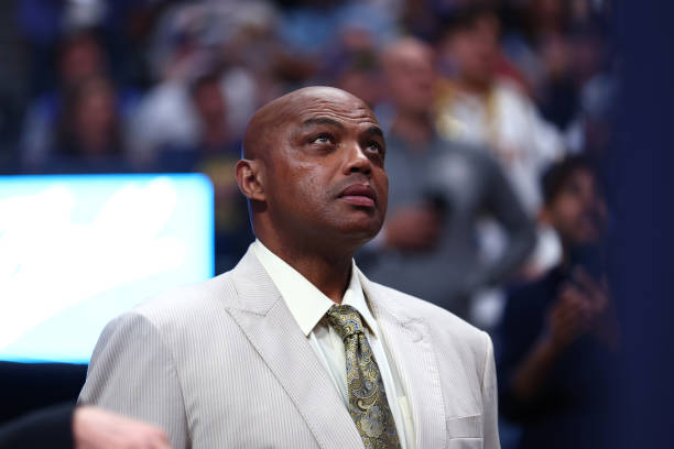 Charles Barkley looks on during Game Two of the 2023 NBA Finals between the Miami Heat and the Denver Nuggets on June 4, 2023 at the Ball Arena in...