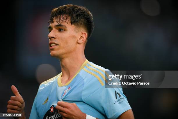 Gabri Veiga of RC Celta celebrates after scores the team's first goal during the LaLiga Santander match between RC Celta and FC Barcelona at Estadio...