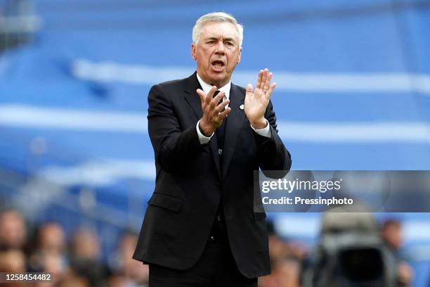 Real Madrid CF head coach Carlo Ancelotti during the La Liga match between Real Madrid and Athletic Club played at Santiago Bernabeu Stadium on June...
