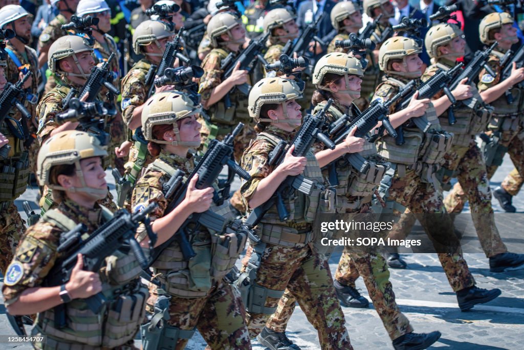 Special forces of the Italian Air Force during the parade to...
