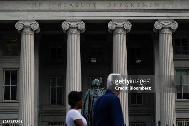 The US Treasury building in Washington, DC, US, on Saturday, June 3, 2023. The Senate last week passed legislation to suspend the US debt ceiling...