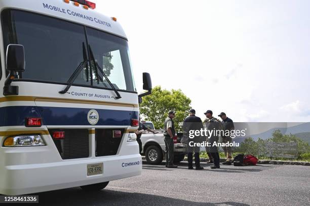 State Police arrive in crash site after small plane crashed in a mountainous area in the state of Virginia on Sunday following reports of a sonic...