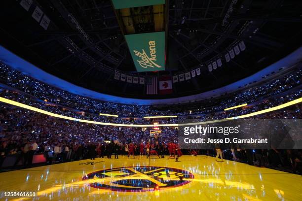 General view of the arena during Game Two of the 2023 NBA Finals between the Miami Heat and Denver Nuggets on June 4, 2023 at the Ball Arena in...