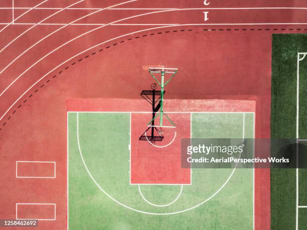 aerial view of a basketball court - baseball texture stock pictures, royalty-free photos & images