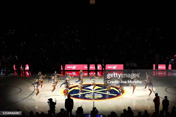 Nuggets Dancers during the game between the Miami Heat and the Denver Nuggets during Game Two of the 2023 NBA Finals on June 4, 2023 at the Ball...