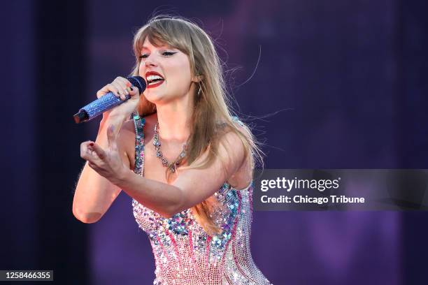 Taylor Swift performs during opening night of the Chicago Eras Tour at Soldier Field on June 2 in Chicago.