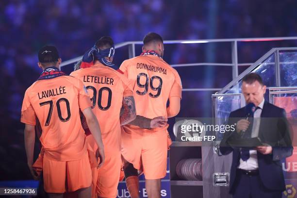 Lucas LAVALLEE - 99 Gianluigi DONNARUMMA - 60 Alexandre LETELLIER during the Ligue 1 Uber Eats match between PSG and Clermont Foot 63 at Parc des...