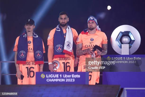 Lucas LAVALLEE - 99 Gianluigi DONNARUMMA - 60 Alexandre LETELLIER - 16 Sergio RICO during the Ligue 1 Uber Eats match between PSG and Clermont Foot...