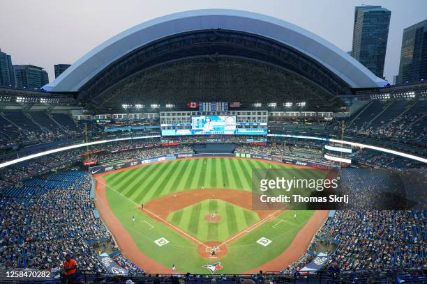 General view of the field in the fifth inning during the game between the Houston Astros and the Toronto Blue Jays at Rogers Centre on Monday, June...