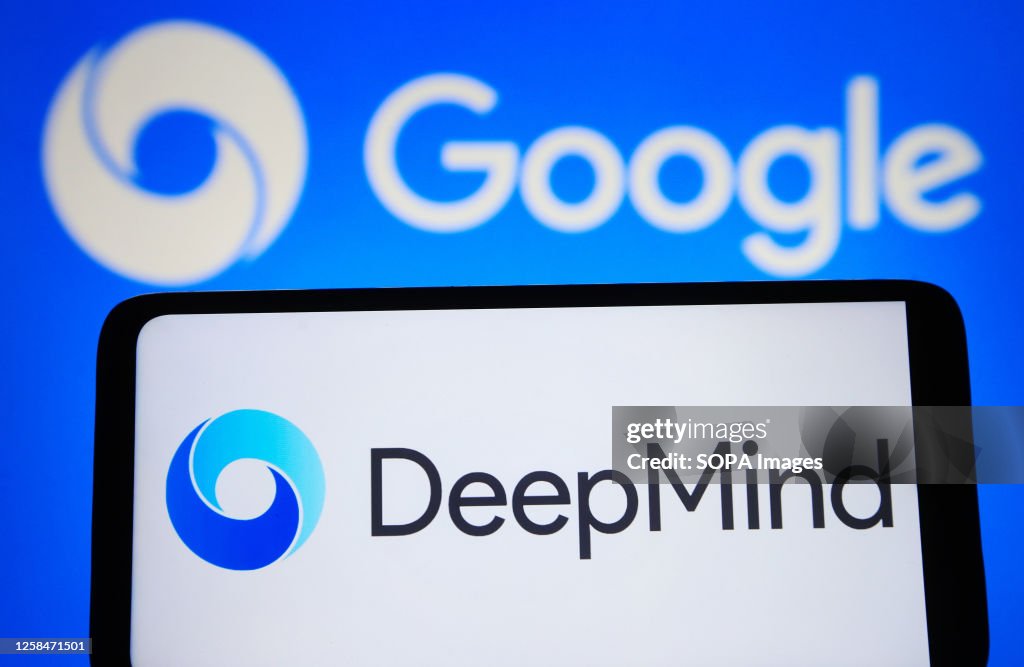 In this photo illustration, Google DeepMind logo is seen on...