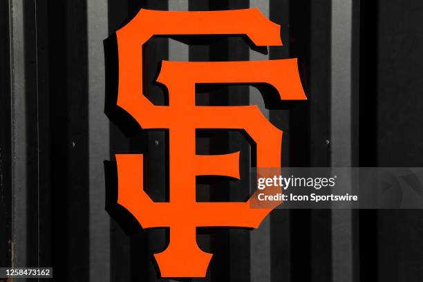 Detailed view of a San Francisco Giants logo prior to a regular season game between the Baltimore Orioles and San Francisco Giants on June 2, 2023 at...