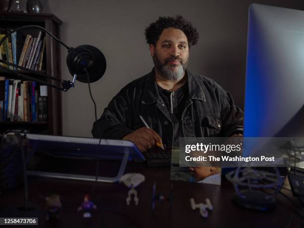 June 2: Darrin Bell, Pulitzer winning editorial Cartoonist and comic strip creator, poses for a portrait at his office in Sacramento, Calif. On June...