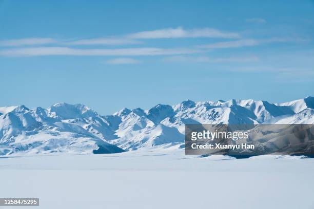 snow mountain in winter - snowfield fotografías e imágenes de stock