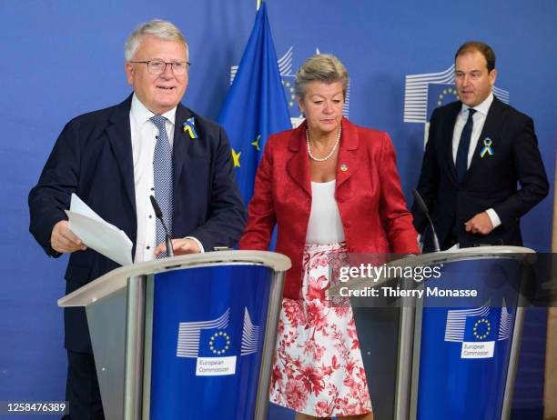 Commissioner for Jobs and Social Rights Nicolas Schmit , the EU Commissioner for home affairs Ylva Johansson and the EU special Advisor Lodewijk...