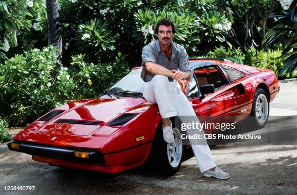 Magnum, P.I. . A CBS television detective drama series. Pictured is Tom Selleck .