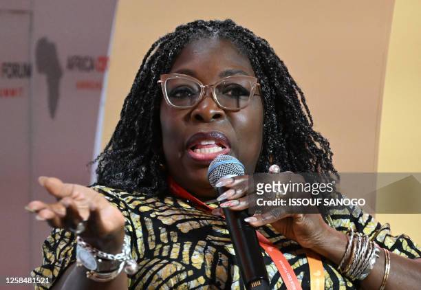Zouera Youssoufou, CEO of the Aliko Dangote Foundation , speaks during a panel discussion at the 2023 Africa CEO Forum in Abidjan on June 6, 2023.