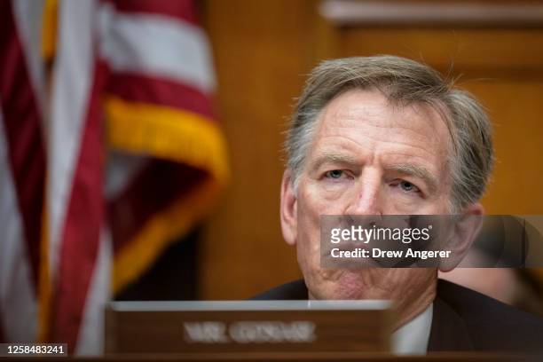 Rep. Paul Gosar speaks during a House Oversight Subcommittee on National Security, the Border, and Foreign Affairs hearing on June 6, 2023 in...