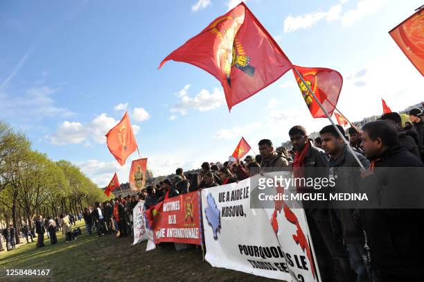Thousands of Tamils demonstrate in Paris on April 7 calling for an immediate ceasefire in Sri Lanka and for the protection of Tamil people, who they...