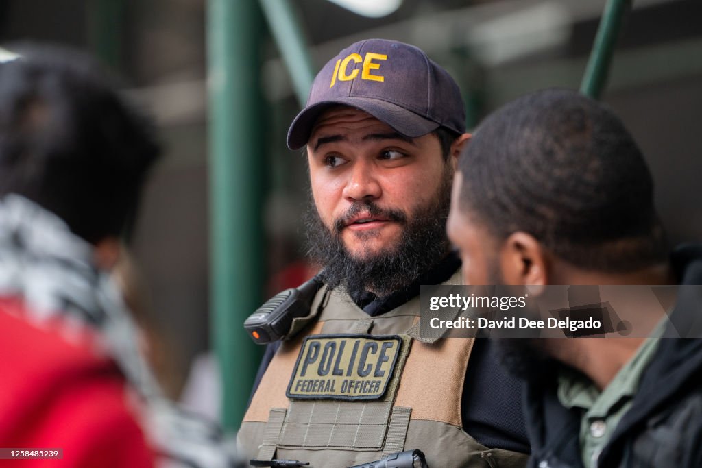 Asylum Seeking Migrants Wait In Line For Immigration Customs Enforcement Appointments