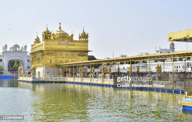 Devotees paying obeisance at Golden Temple on the 39th anniversary of Operation Blue Star, at Golden Temple on June 6, 2023 in Amritsar, India.