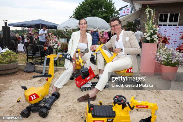 Charlotte Würdig and Johannes Wimmer attend the Ein Herz für Kinder" Summer Reception at Wannseeterrassen Berlin on June 6, 2023 in Berlin, Germany.