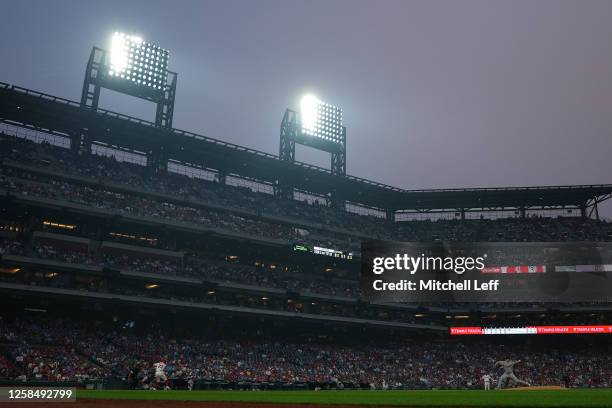Tyler Holton of the Detroit Tigers delivers to Kody Clemens of the Philadelphia Phillies in the bottom of the sixth inning at Citizens Bank Park on...
