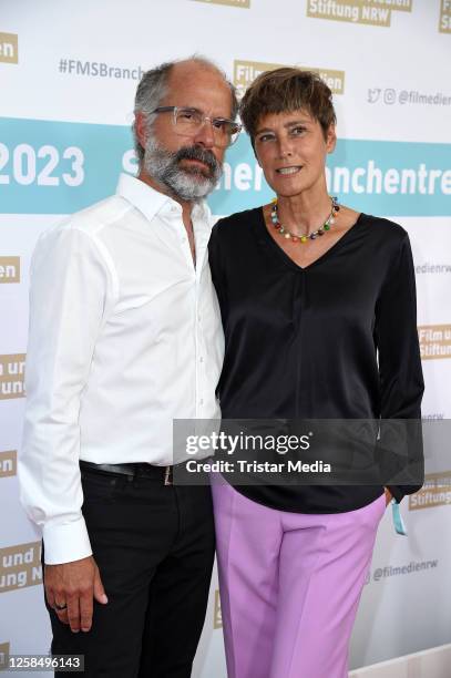 Christoph Maria Herbst and his wife Gisi Herbst attend the "Film- und Medienstiftung NRW" summer party at Wolkenburg on June 6, 2023 in Cologne,...