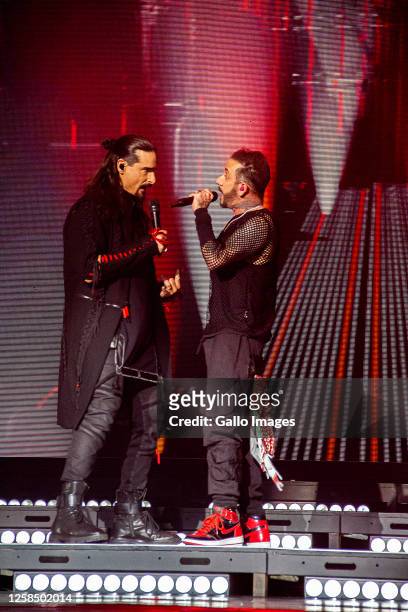 Backstreet Boys perform during the DNA World Tour at the Grand Arena, Grand West on May 16, 2023 in Cape Town, South Africa. The American boyband is...