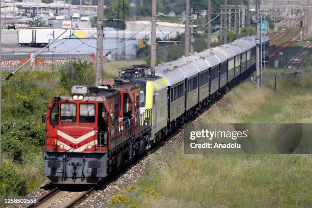 View of The Oriont Express train in Edirne, Turkiye on June 07, 2023. The Venice Simplon-Orient-Express train set off from Paris and entered Turkiye...